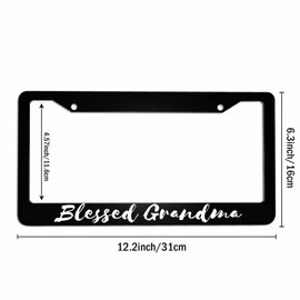 Amcove License Plate Frame Blessed Grandma Stainless Steel License Plate Frame with 2 Holes & Free Screws 12.2 x 6.3 Inches
