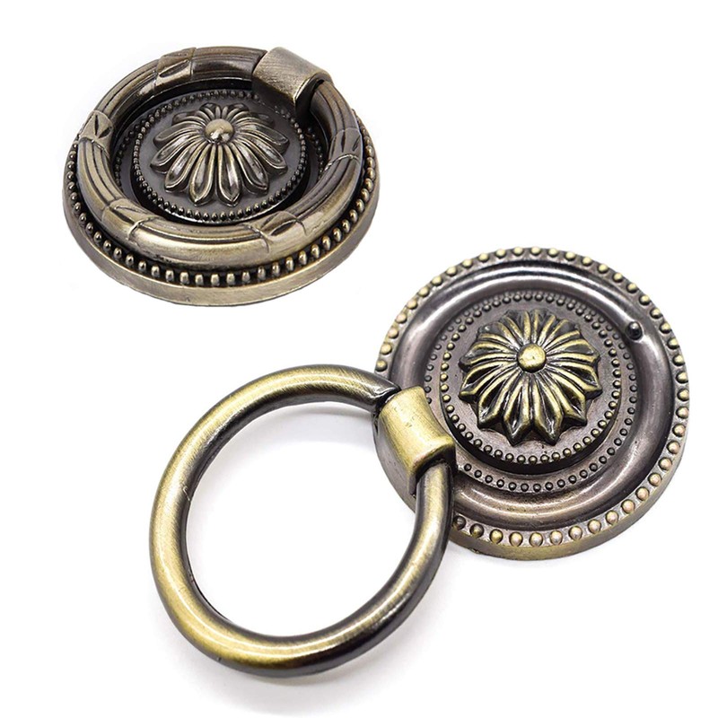 YankMooM Antique Drawer Pulls Bronze Dresser Pull Rings Round Drawer
