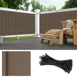 Goleray 2.5'x49' Balcony Privacy Screen Fence Panels Outdoor Deck Shade Fencing, Apartments Railing Cover UV Protection Outside Screen for Patio Porch, Brown