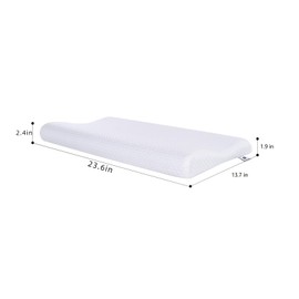 SUQ I OME Slim Sleeper-Gel Thin Memory Foam Pillow for Sleeping,Contour Thin & Low Cervical Profile,for Neck Pain, Stomacher, Back and Side Sleeper，Soft (23.6x13.7x2.4/1.9 inch, White)