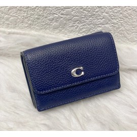 Coach Essential Leather Mini Trifold Wallet in Navy NWT CM437