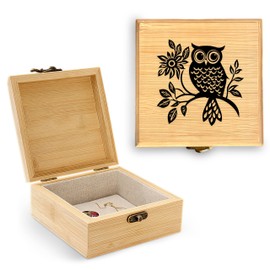 BJDAMAI Owl Trinket Keepsake Decorative Jewelry Box, Gifts For Women, Owl Lovers Themed Decorations, Home Room Ring Earrings Necklace Organizer Holder Vintage Wooden Box!
