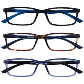 OPULIZE Sea Glasses Blue Light Filter Slim Frame Spring Hinges Improve Sleep Computer Glasses Gaming Anti-Glare Men Women B9, Black / Brown / Blue