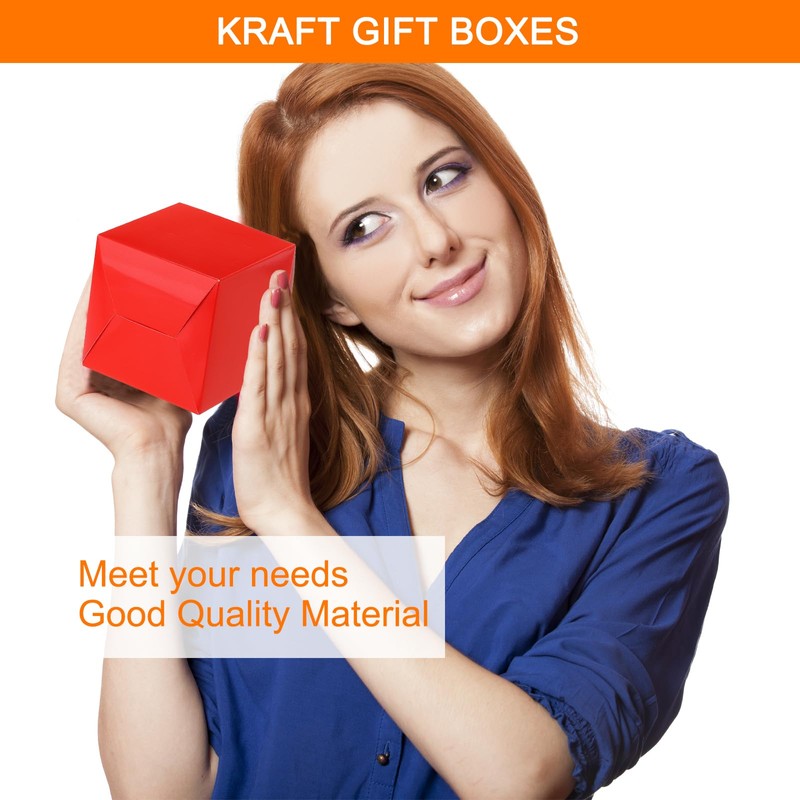sourcing map 25 Pcs Red Gift Boxes, 3"x3"x3" Kraft Paper