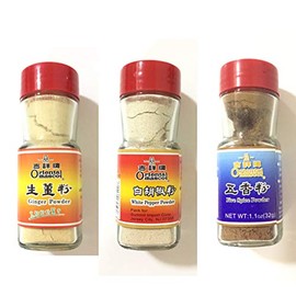 Oriental Mascot COMBO: Ginger powder(1.1 oz) White pepper Powder(1.3 oz) Five Spice Powder(1.1 oz)