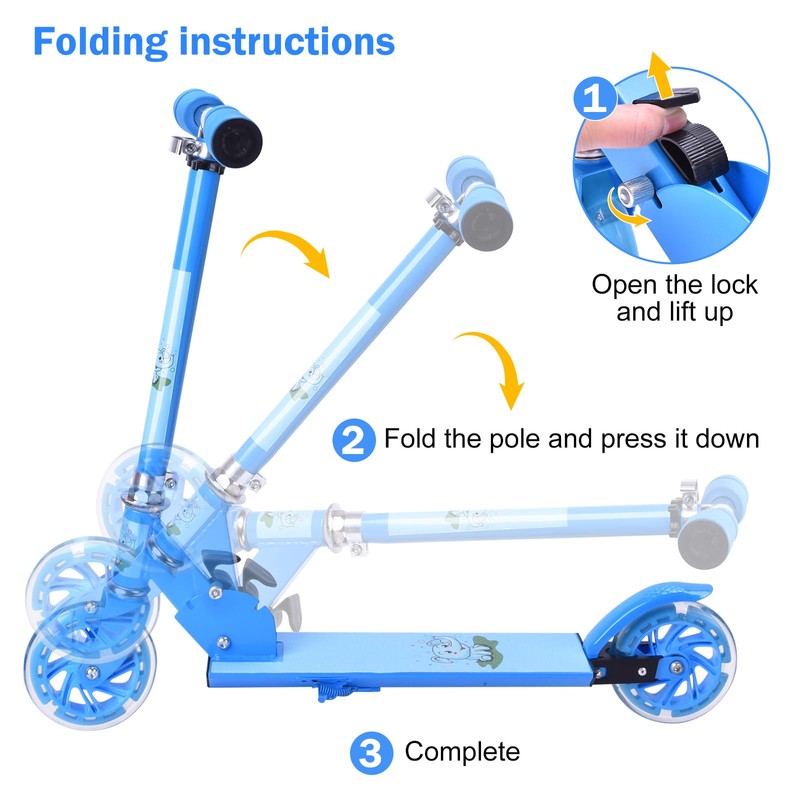 Herefun Children's Scooter with LED Light Up PU Wheels, Height