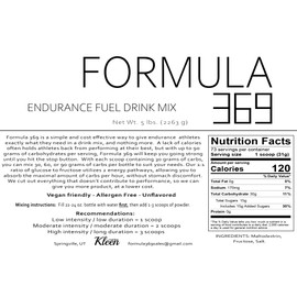 Formula 369 Formula 369 High Carbohydrate Sports Fuel C Value Size 5 lb (73 Servings) for Energy & Hydration C Unflavored Sports Drink Mix C Vegan, Allergen-Free