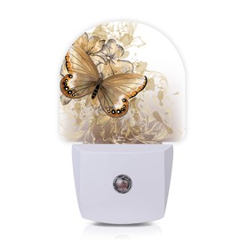 Axxitude Butterfly Floral Night Lights Plug into Wall for Girls Boys Room,Night Light LED Lamp Dusk to Dawn Sensor Round Lamp for Bedroom Bathroom Hallway Home Wall Decor Nightlight