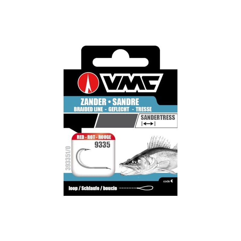 VMC Perfect Zander Barbless Red Kevlar Leader Single Hook Zander,
