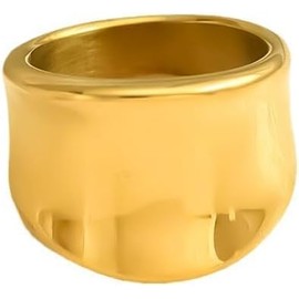 1PCS Dainty Chunky Gold Rings For Women 14K Gold Plated Wide Band Statement Ring Vintage Stack Gold Rings Non Tarnish Trendy Thumb Knuckle Ring Size 6-10 (9)