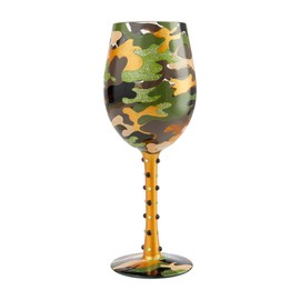 Enesco Designs by Lolita Camo Artisan Wine Glass, 1 Count (Pack of 1), Multicolor
