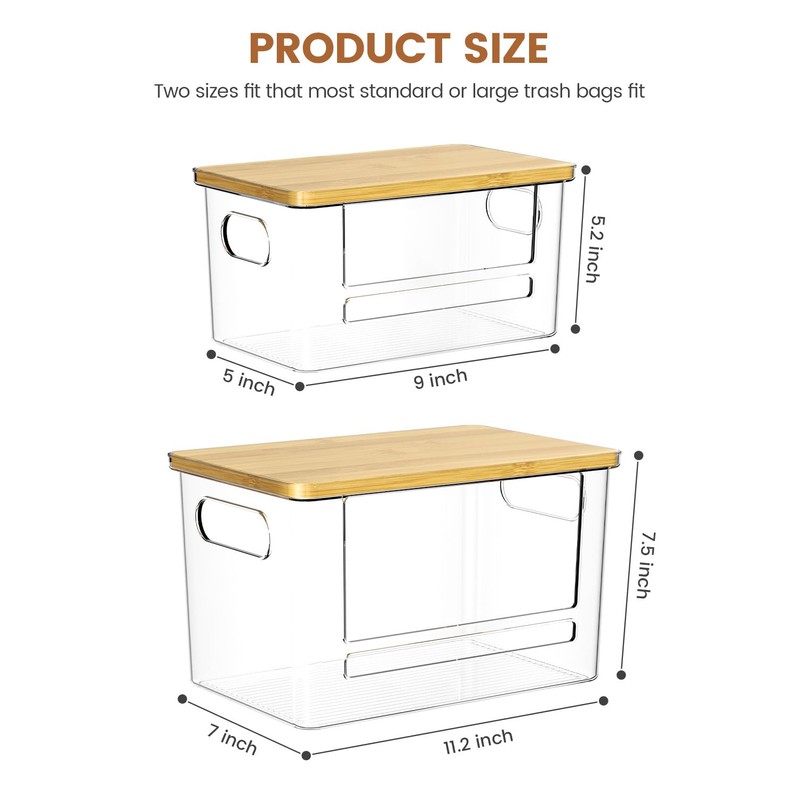 Trash Bag Dispenser 2 Pack (XL+S) - Acrylic Garbage Bags