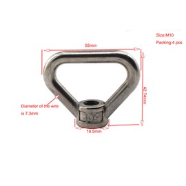 4 pcs of M10 304 Stainless Steel Heavy Duty Lifting Eye nut Triangle Shaped Screw Fastener