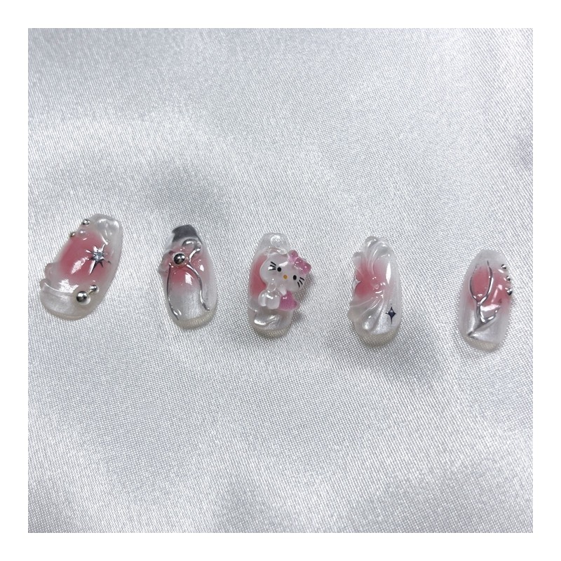 Moist Cheek Gradient Cat Nails - Oval (Long) / 촉촉