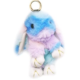 jtkdxqs Soft Cute Bunny Keychain Artificial Rainbow Rabbit Fur Plush Fluffy Pom pom Key Ring for Women,style 16