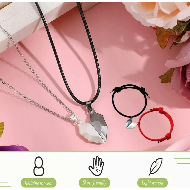 CONEJO MODA Corazón Magnético Amor Ajustable Pulseras Pareja Imán Collar