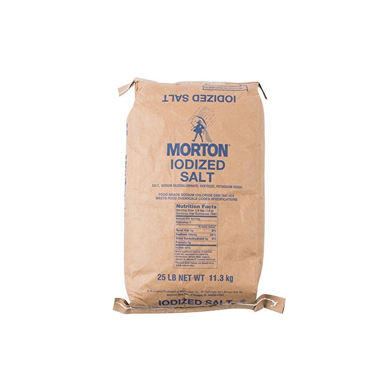 Morton Table Salt, Iodized, 25 Pound