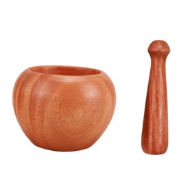 LABRIMP Garlic Crusher Mincer 1 Set Wooden Pestle Kit Garlic Pot Spice for Fresh Meals