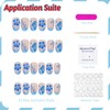 Short Oval Press on Nails French Tip Blue Fake Nails