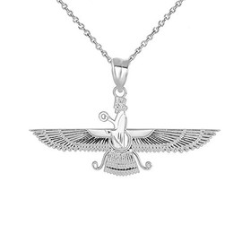 Claddagh Gold 925 Sterling Silver Persian Farvahar Pendant Necklace (20 inches)