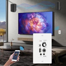 Herido Herdio 2X6.5" Outdoor Indoor Speakers Wired Bluetooth USB Wall Amplifier Control - Black