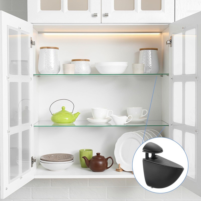 sourcing map 2Set Glass Shelf Bracket, Wood/Glass Shelf Holder Support