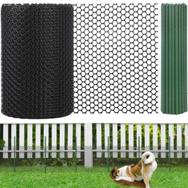 Marsui Animal Barrier Fence 12in x 66ft No Dig Garden Fence Mesh Fencing with Steel Stake Movable Portable Temporary for Poultry Dogs Rabbits Chicken Snake Barrier Garden Backyard Outdoor