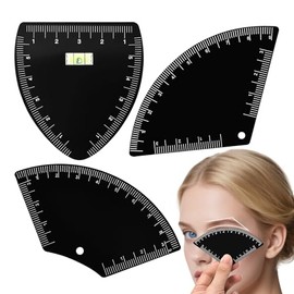 ATOMUS 3 reglas de cejas de acero inoxidable para maquillaje, pequeño dispositivo de medición y posicionamiento para cejas bordadas y maquillaje (negr