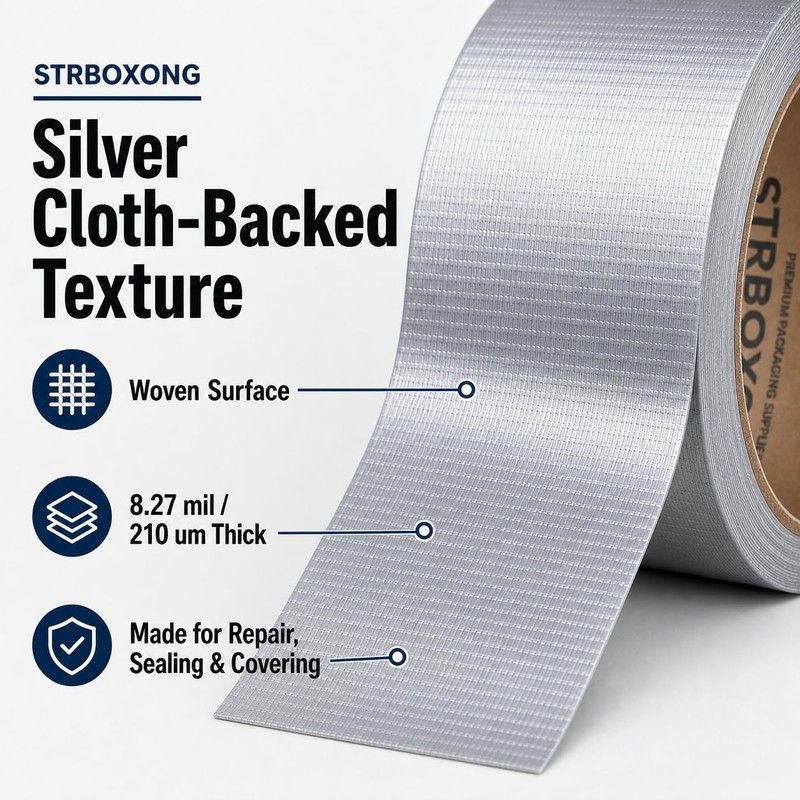 STRBOXONG Nastro Americano Grigio Argento 48mm x 20m, 3 Rotoli,