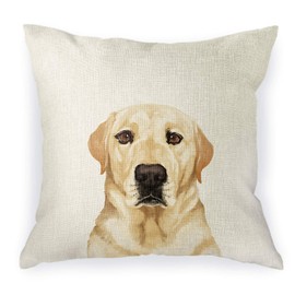 WIRESTER Sofa Pillow Case, Decorative Throw Pillow Cushion Cover for Home Office 18 x 18 Inch - Cute Cream Labrador Retriever Dog