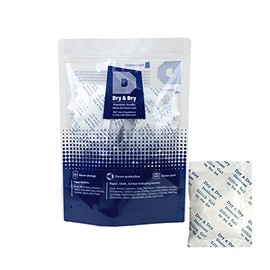Dry & Dry 10 Gram [20 Packets] Premium Pure & Safe Silica Gel Packets Desiccant Dehumidifier Silica Gel Packs - Food Safe Rechargeable(Food Safe) Silica Packets for Moisture Absorber
