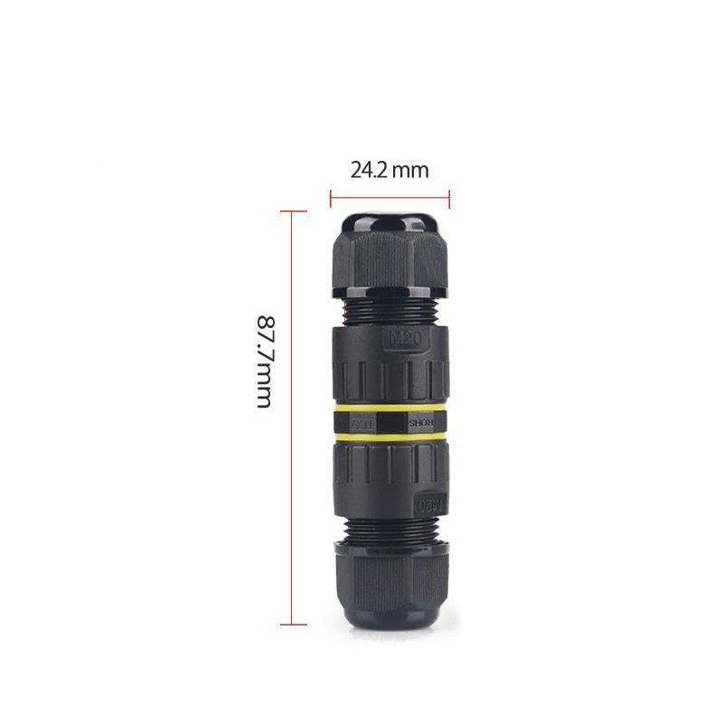 EVOGES IP68 Waterproof Outdoor Inline Cable Connector, 3 Pole, Ø5-12mm