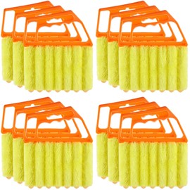 Maxdot 12 Pcs Blind Cleaner Duster Tool, 7 Finger Dusting Cleaner Tool, Handheld Blind Dusters for Cleaning, Washable Mini Cleaner Brush for Air Conditioner Wood Blinds Window Dust Dirt, Yellow