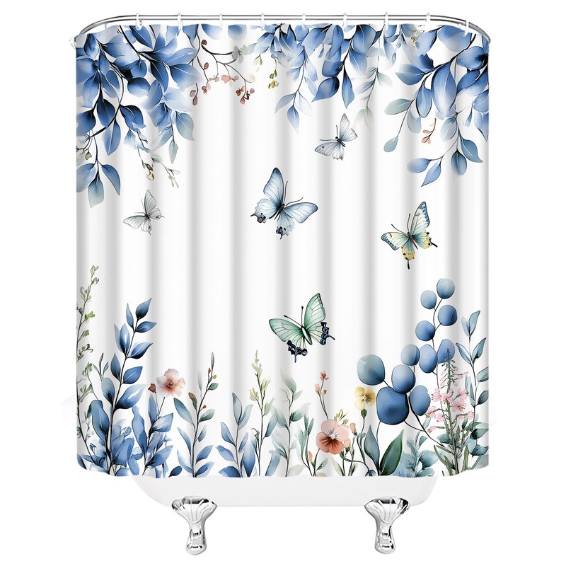 MYYJYY Blue Eucalyptus Leaves Shower Curtain for Bathroom 70" W