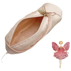 CECKQUE Cute Ballet Slipper Pouch Makeup Bag Dance Recital Gifts Ballerina Dancer Stuff Accessories Pointe Shoe Cosmetic Bag (Pink-B1)