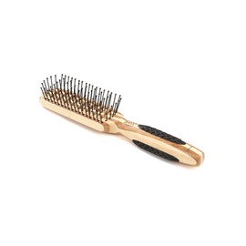 Bass Brushes | Style & Detangle Hair Brush | Professional Grade Nylon Pin | Pure Bamboo Handle with Rubber Grip Rings | 7 Row Vented Style | Striped Finish | Model 701 - SB