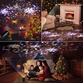 Purplecrystal-Lámpara de proyección de Navidad de copos de nieve,USB lámpara de proyección de copos de nieve interior, lámpara de proyección de copos de nieve LED fiesta temática de navidad