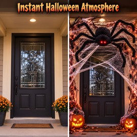 Large Plush Halloween Spider Decoration – Oversized Stuffed Spider Prop for Outdoor Yard, Porch, Haunted House and Parties