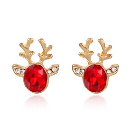 QLYOVWE Christmas Earrings for Women Sparkly Crystal Xmas Earrings Cute Candy Gingerbread Man Christmas Tree Reindeer Earrings Colorful Xmas Festival Holiday Jewelry Gift for Bff (Red Crystal Deer)
