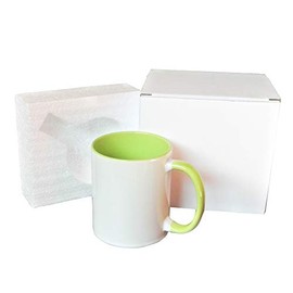 11 Oz Sublimation Blank Mugs With Color Inside and Handle-Cardboard Box with Foam Supports, Case of 18 Pieces
