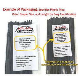 Plastic Welding Rods,Repair Rods,Variety Pack 12 Feet (All Black 12-Inch, 3 each of PVC HDPE PP ABS 1/8in or 3mm Dia)