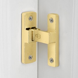 INIRET 2 Packs Gold 90 Degree Barn Door Lock ，Premium Zinc Alloy Latch - Flip Gate Latches ，for Cabinets, Bathroom, Barn & Garden Doors - Secure Sliding Door Hardware