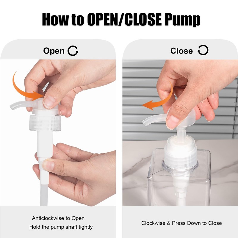 Pump Bottle, Refillable Plastic Empty Lotion Soap Dispenser Liquid Container