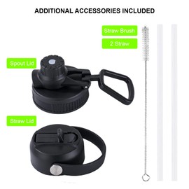 Vacuum Insulated Water Bottle - Stainless Steel Water Bottle with Straw Lid and Flex Cap (Keeps Cold for 24Hours, Hot for 18Hours) Double Wall, Wide Mouth, BPA Free, Leak Proof (Gradient Pink, 32oz)