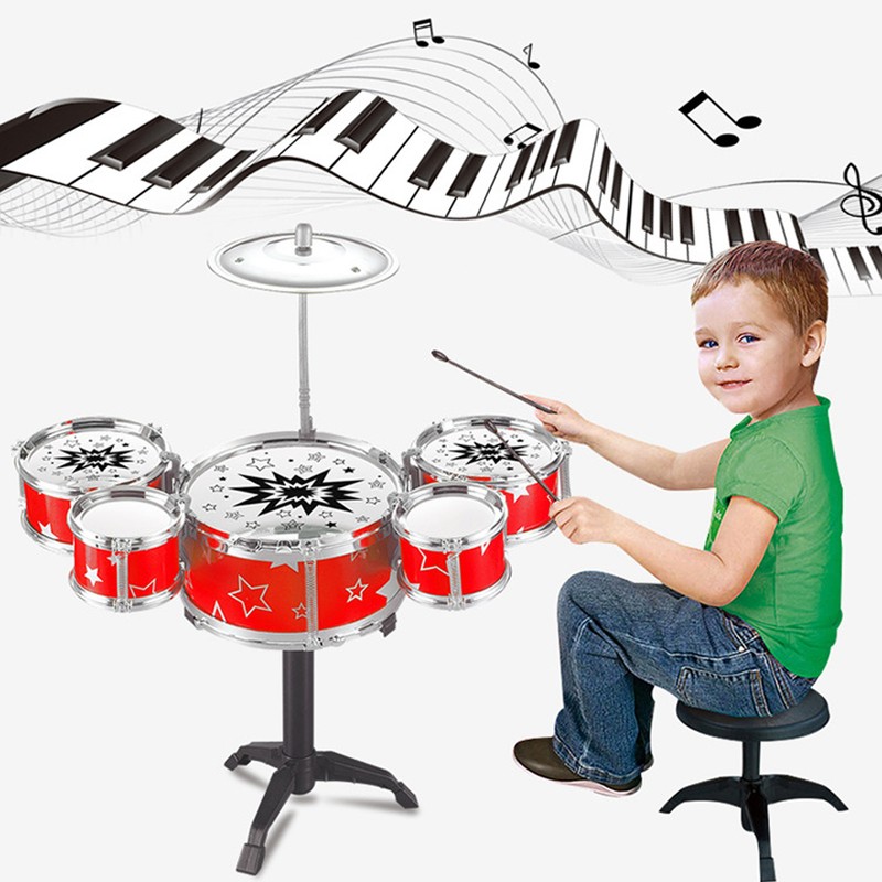 Toddler Jazz Drum Kit Hand Eye Coordination High Safety Sturdy