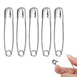 NECXON Pack of 50 Safety Pins, 45mm Safety Pins, Strong Nappy Pins, Nickel Plated Steel Kilt Pins, Safety Pins for Clothes, DIY Jewellery, Arts & Crafts