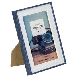 HAKUBA FWRP-BLL Wooden Picture Frame, Large Size, Blue, with Stand, Wood Grain Style, Hanging String Included