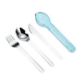 ZHUNIPINGAN Travel Cutlery Set with Case Portable Silverware Utensils Set,ABS cutlery box, spoon and forkReusable Flatware Set Cutlery Set for Camping Picnic Hiking Office (green), 1, BXCJ01