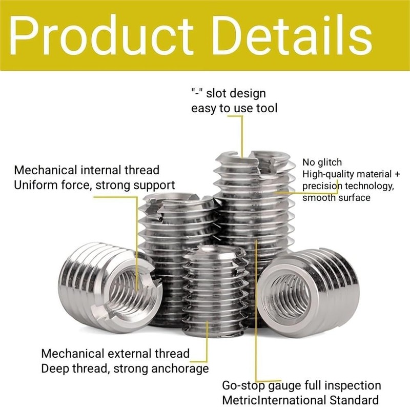 Threaded Insert Reducing Nuts, M4 x 0.7, M6 x 1,