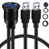 BATIGE 2 Ports Dual USB 3.0 Male to USB 3.0